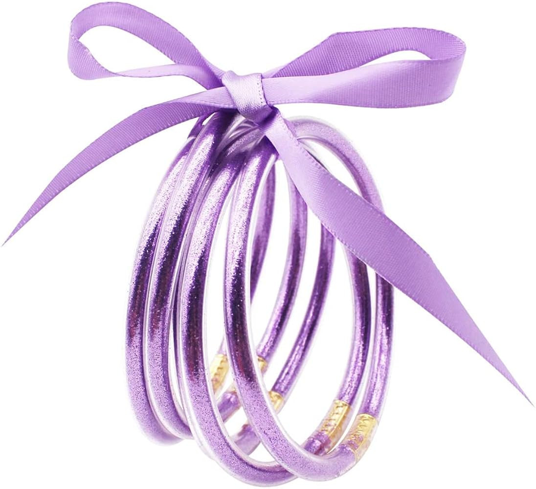COLORFUL BLING Colorful silicone glitter Jelly bangle Cute Bow Lace-up Waterproof bangle Fashion ... | Amazon (US)