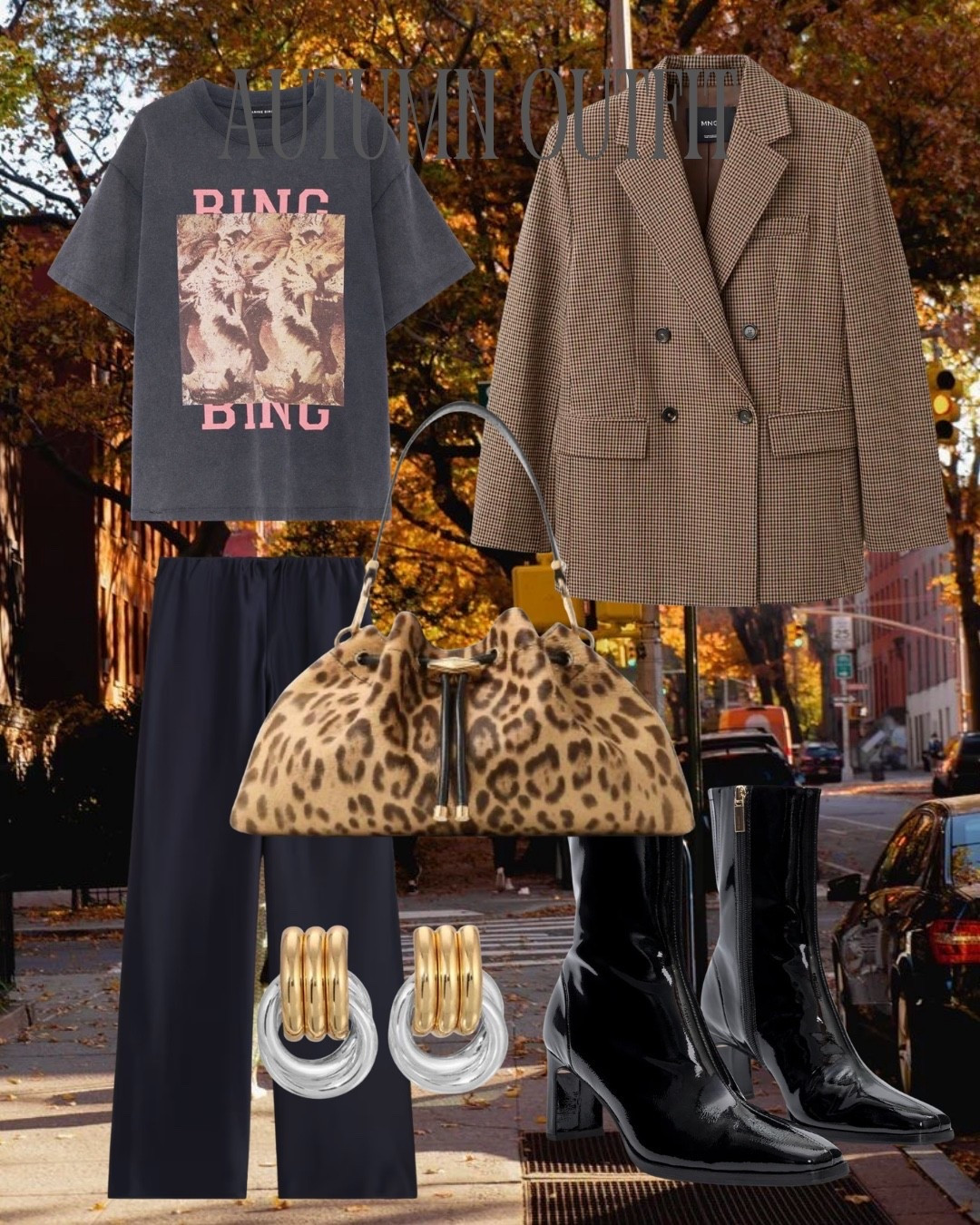 Anine bing tshirt, autumn outfit, leopard bag, Jimmy choo bag, heaven mayhem earrings, patent boots,

#LTKuk #LTKFashionMonth #LTKautumn