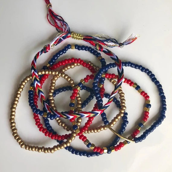 America, patriotic, bracelet set, handmade, beaded bracelets | Etsy (US)