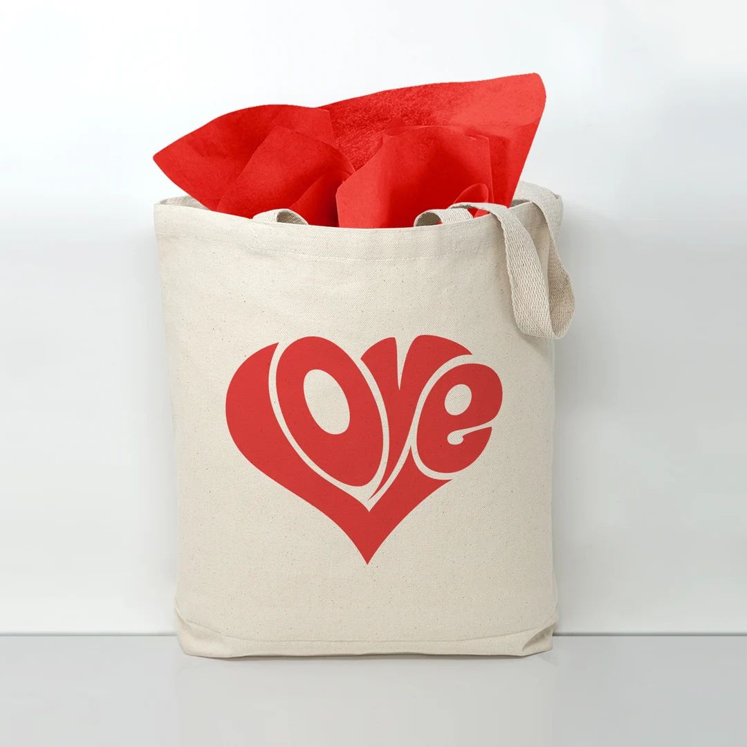 Love Tote Bag, Shoulder Bag, Heart Love Tote Bag, Valentine's Day Gift Tote Bag, Cotton Tote Bag,... | Etsy (US)