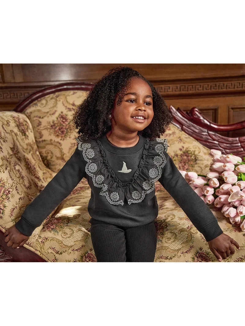 Modern Moments Toddler Girl Elphaba Wicked Eyelet Ruffle Sweatshirt, Sizes 12 Months - 5T | Walmart (US)