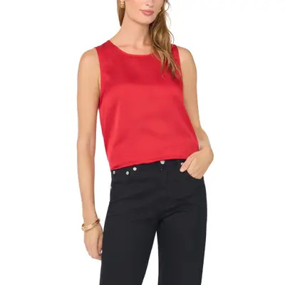 Vince Camuto Satin Sleeveless Top in Allure Red at Nordstrom, Size X-Large | Nordstrom