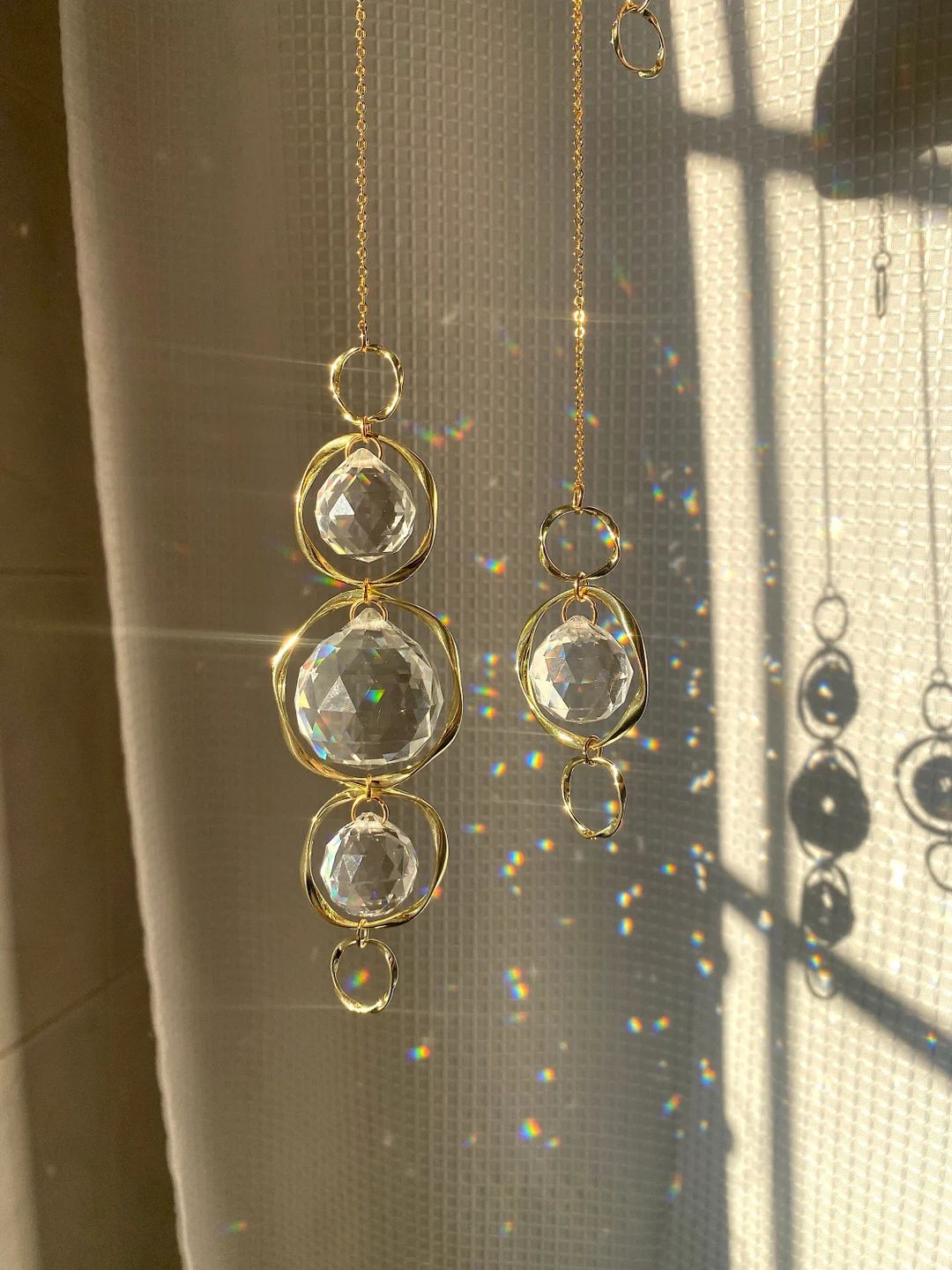Bangle Sun Catcher Hanging Gold Crystal Prism Sun Window - Etsy | Etsy (US)