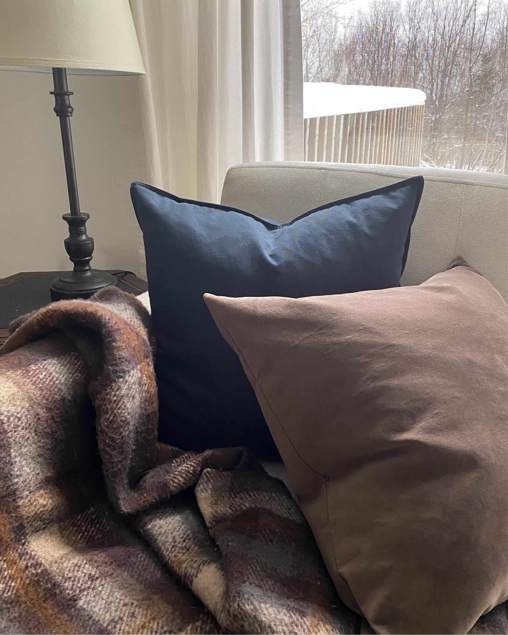 Planning a little living room refresh around these cozy brown and navy blue colors. I’m thinking deep brown curtains instead of the white? We’ll see. But I’m loving this velvet textured brown pillow! Comes in a ton of colors and under $15 for the 20x20 pillow cover 

Living room. Moody colors. Moody home decor. Pillows under $30. Plaid throw blanket  

#LTKsalealert #LTKfindsunder50 #LTKhome