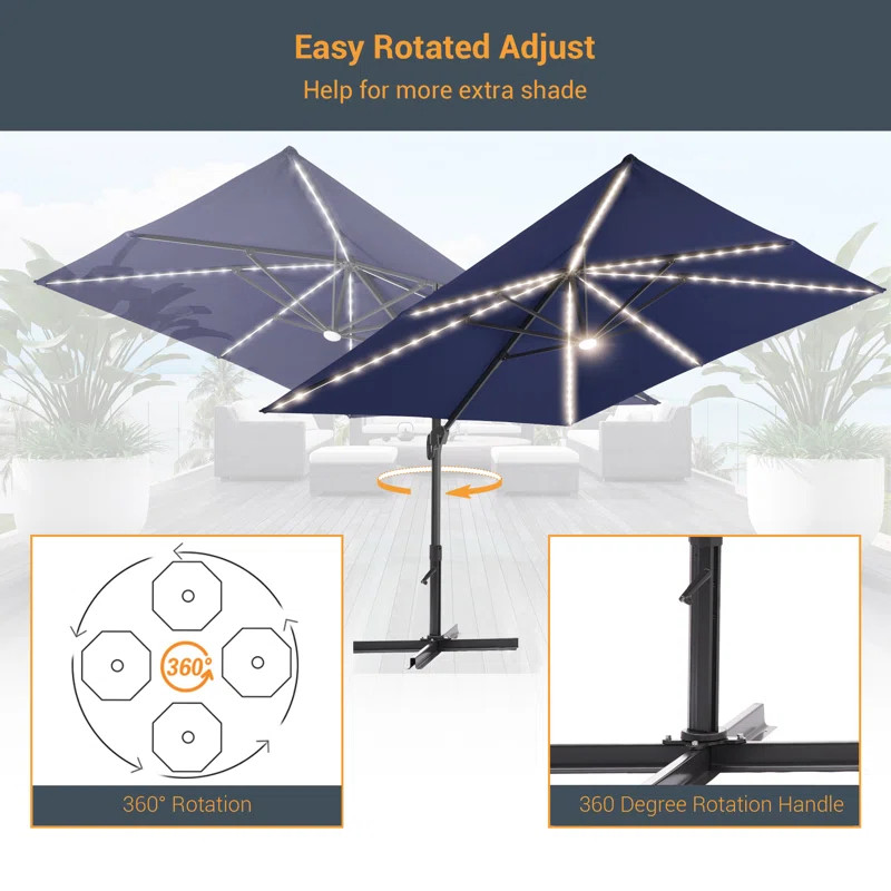 Archie & Oscar™ Trixie 11.5' x 9' Rectangular Lighted Cantilever Umbrella with Crank Lift | Way... | Wayfair North America