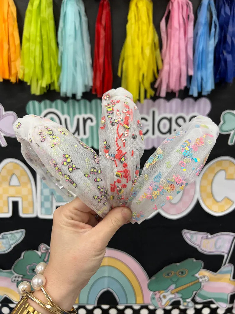 Teacher Mesh Confetti Headbands - Etsy | Etsy (US)
