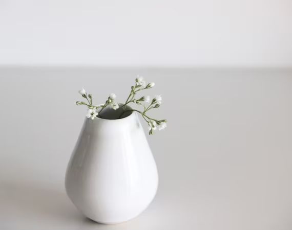 Handmade Ceramic Bud Vase, White | Small Flower Vase | Modern Minimalist Pottery | Boho Home Deco... | Etsy (US)