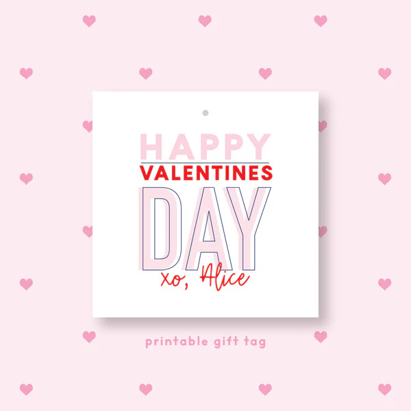 PRINTABLE Happy Valentine's Day Gift Tag or Sticker Pink | Joy Creative Shop