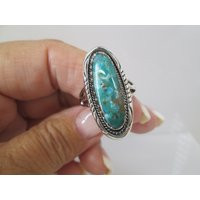 Genuine Turquoise Ring>925 Sterling Silver Custom Turquoise Elongated Oval Ring, Southwestern Ring, Native, Sterling Ring, Long Ring | Etsy (US)