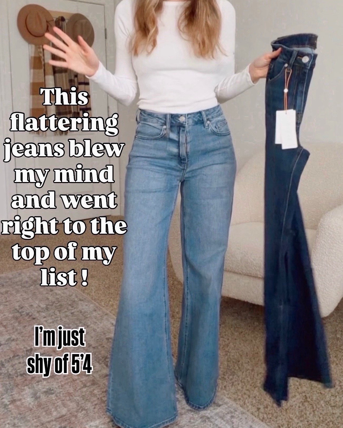I'm obsessed with how these wide leg jeans make my legs look miles long.

wide leg jeans, flare jeans, high waisted jeans, tall girl jeans, long leg jeans, denim outfit, casual chic outfit, spring denim, versatile jeans, flattering jeans, weekend outfit, affordable denim finds, blue jeans outfit, relaxed fit jeans, boho style jeans

#LTKOver40 #LTKSeasonal #LTKmomlife