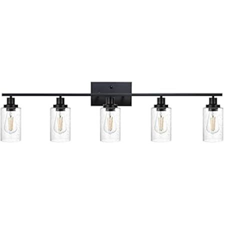 MELUCEE 40 Inches Length 5-Light Bathroom Vanity Light Fixtures Black Industrial Wall Sconce Lightin | Amazon (US)