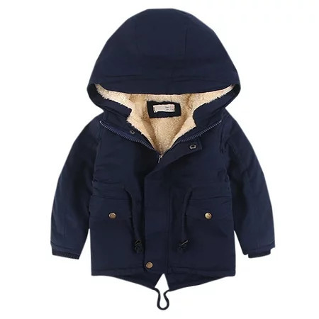 Baby Boy Fleece Coat Thickened Jackets for Toddlers Girls Boys Fleece Hoody Jackets Kids Zip Up Outerwear Coat Toddler Kids Jacket Sweatshirt New Fall Jackets Winter Outerwear Navy 5-6T | Walmart (US)