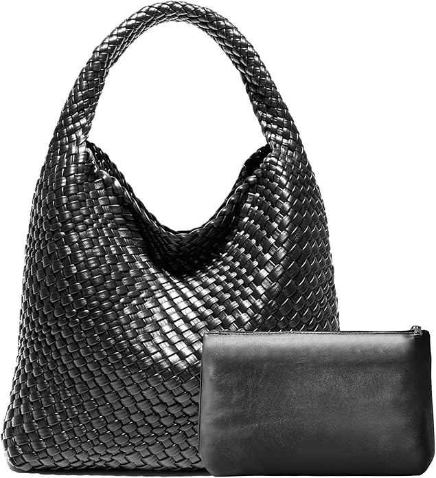 Woven Bag Purses and Handbags Woven Vegan Leather Bag For Women Woven Tote Bag Shoulder Bag Top-H... | Amazon (US)