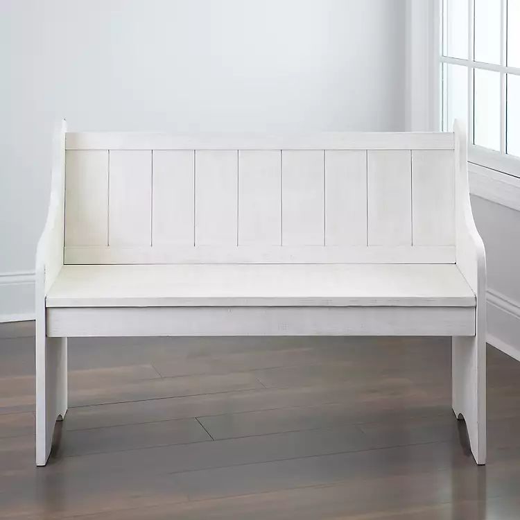 White Wooden Pew Bench | Kirkland's Home