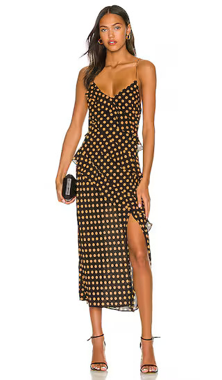 Ayat Cami Frill Slip Dress in Mocha & Black | Revolve Clothing (Global)