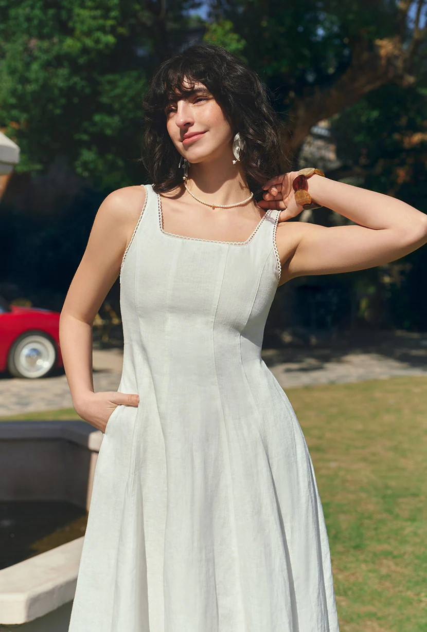 Fenton Panel Linen Dress - Ivory | Petite Studio NYC