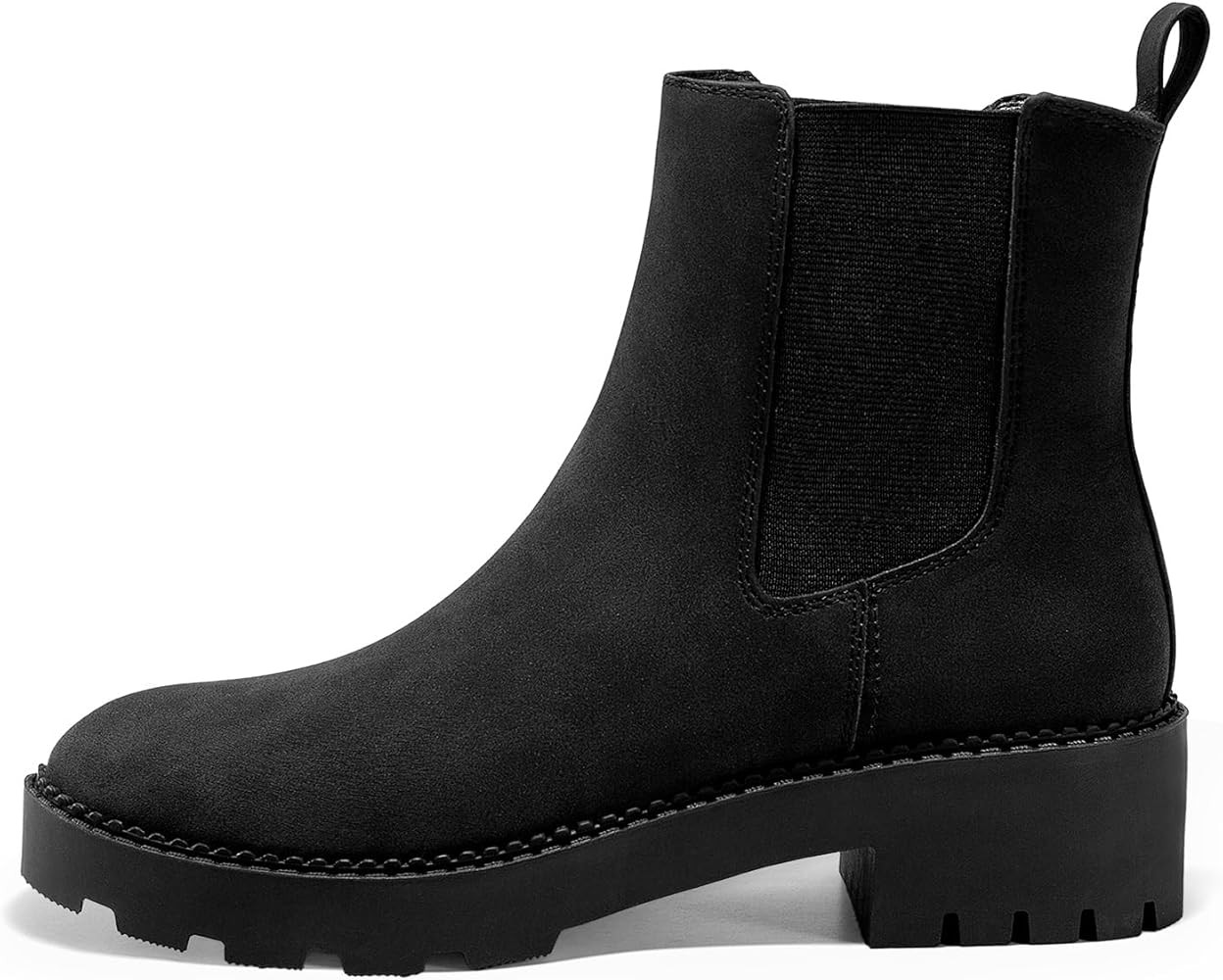 Coutgo Womens Platform Chunky Low Heel Slip on Chelsea Boots Suede Elastic Ankle Boots | Amazon (US)