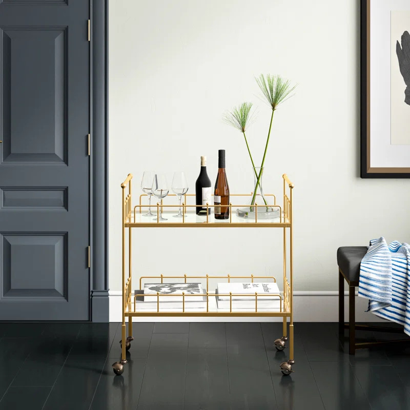 Vadnais 2-Tier Rectangular Bar Cart | Wayfair North America