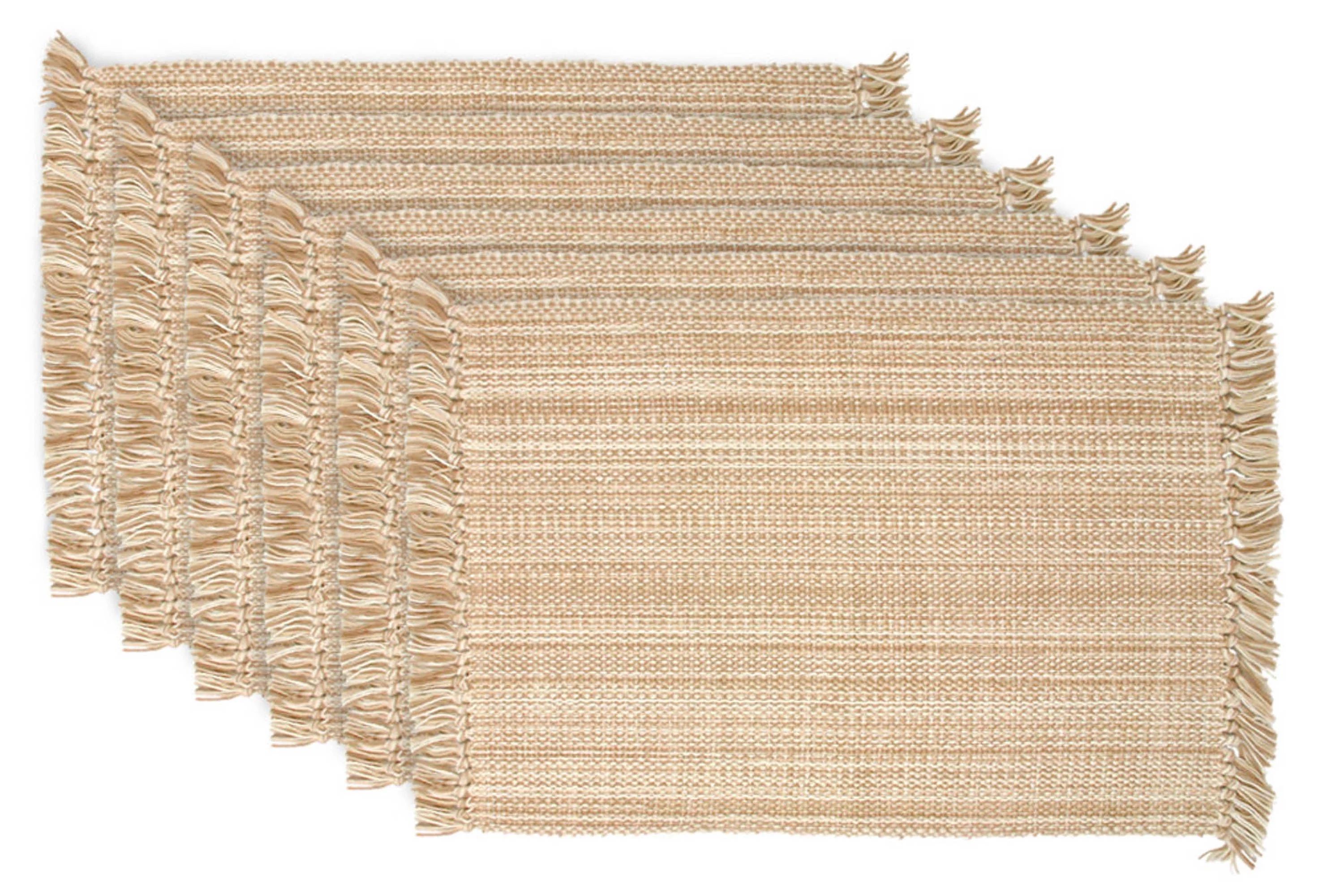 DII Variegated Taupe Fringe Placemat (Set of 6), 19"x13", 100% Cotton | Walmart (US)