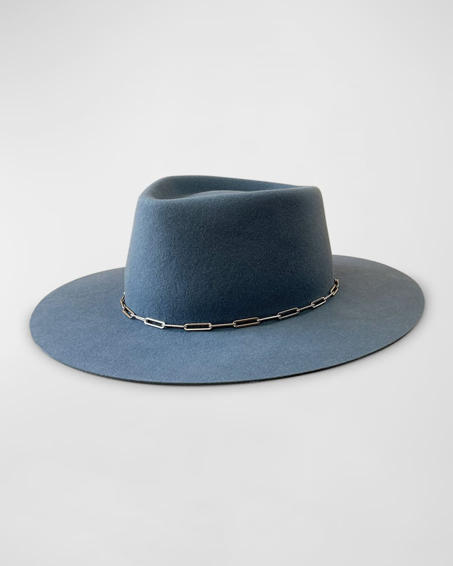 Van Palma Lais Merino Wool Fedora With Paper Clip Chain | Neiman Marcus