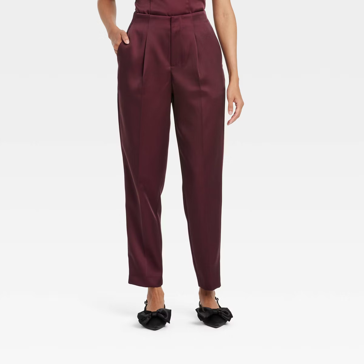 Women's Super-High Rise Tapered Ankle Tailored Satin Trousers - A New Day™ | Target
