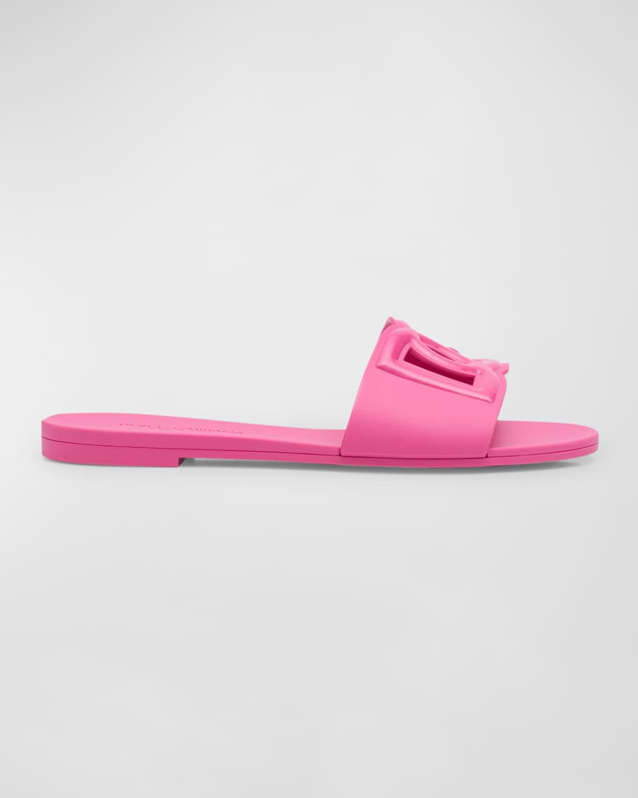 Dolce&Gabbana Cut-Out DG Rubber Sandals | Neiman Marcus