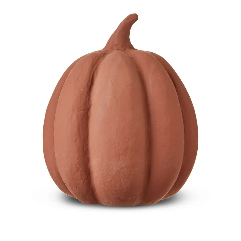 Paper Mache Brown Pumpkin Decor, 8" Height, Harvest by Way To Celebrate | Walmart (US)