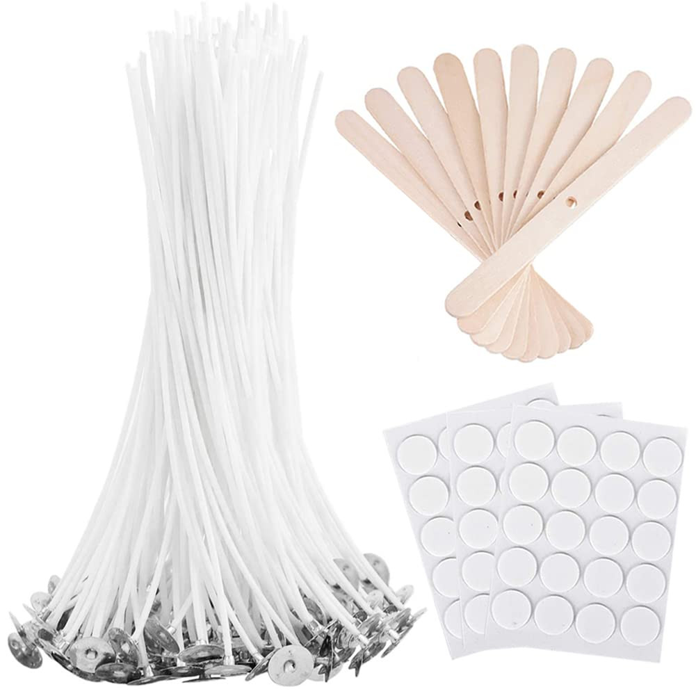 Bulk 6-Inch Candle Wicks - 100 Pcs with Wick Stickers & Centering Device for Soy/Beeswax Candle M... | Amazon (US)