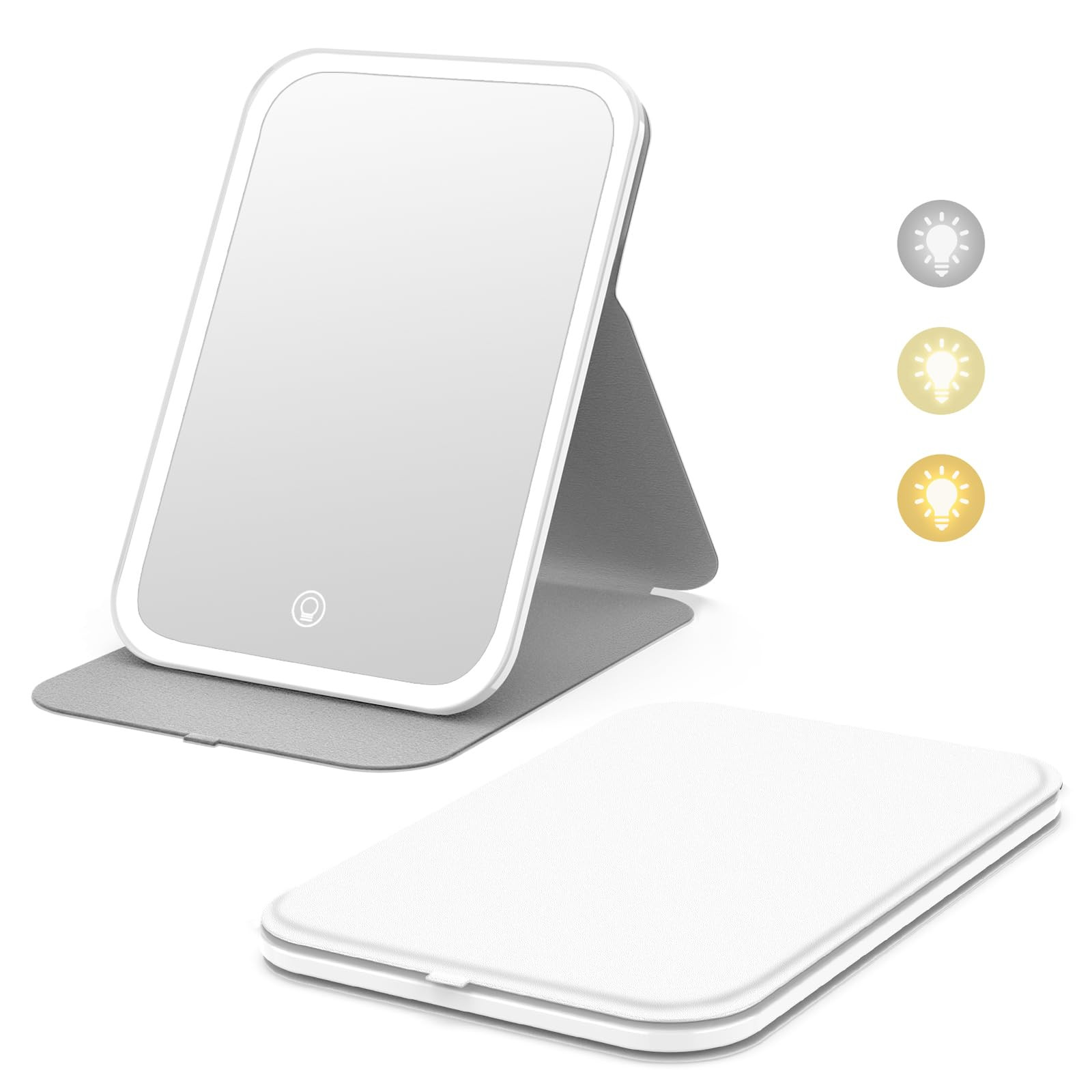 Kintion Travel Makeup Mirror, Portable LED Lighted Makeup Mirror, 360° Rotation Touch Screen Van... | Amazon (US)