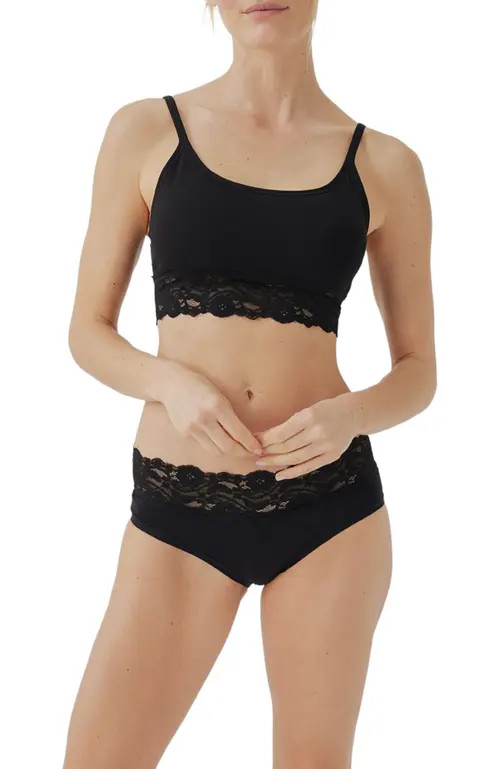 Pact Lace Smooth Cup Bralette in Black at Nordstrom, Size Medium | Nordstrom