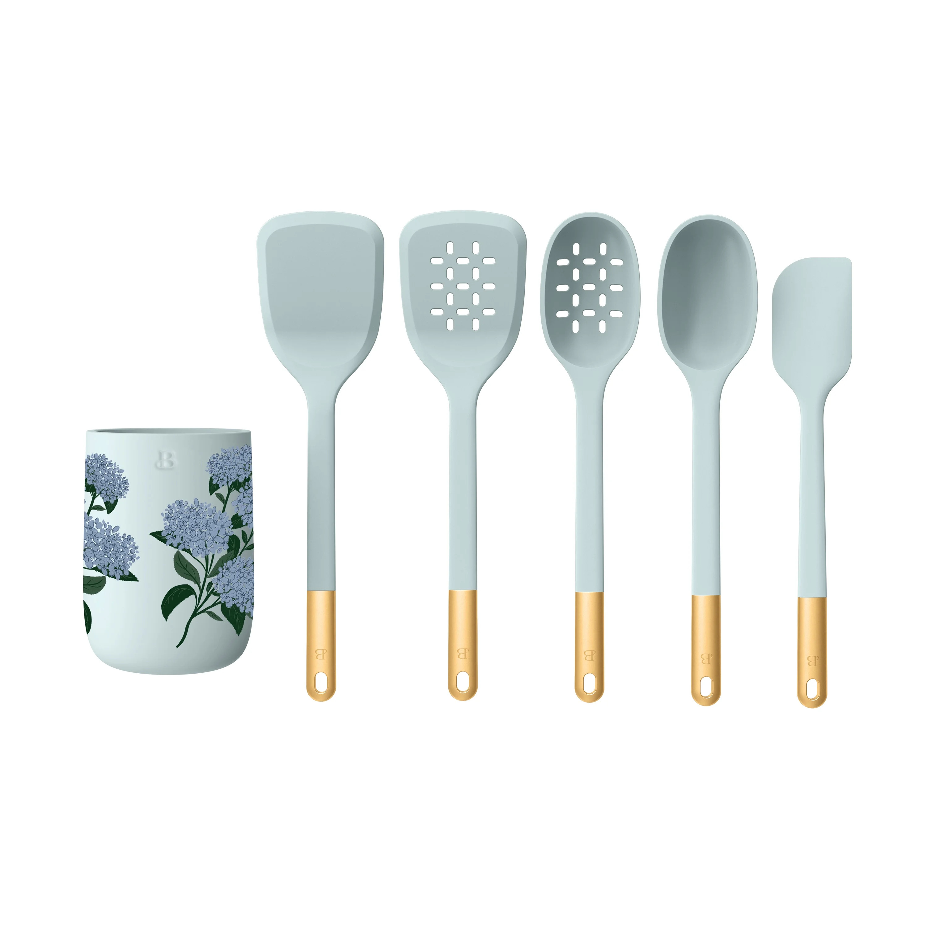 Beautiful 6-Piece Silicone Kitchen Tool Set with Ceramic Crock, Hydrangea Floral by Drew Barrymor... | Walmart (US)