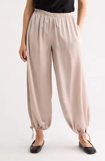 Renee C Tie Hem Satin Pants in Beige at Nordstrom Rack, Size Medium | Nordstrom Rack