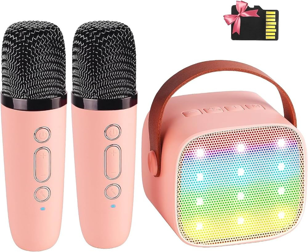Mini Karaoke Machine for Kids Adults, Portable Bluetooth Speaker with 2 Wireless Microphones,18 P... | Amazon (US)