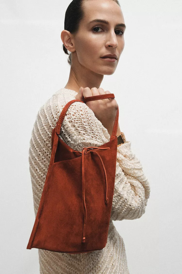 LEATHER MINI FLAT BAG WITH BOW | Zara UK