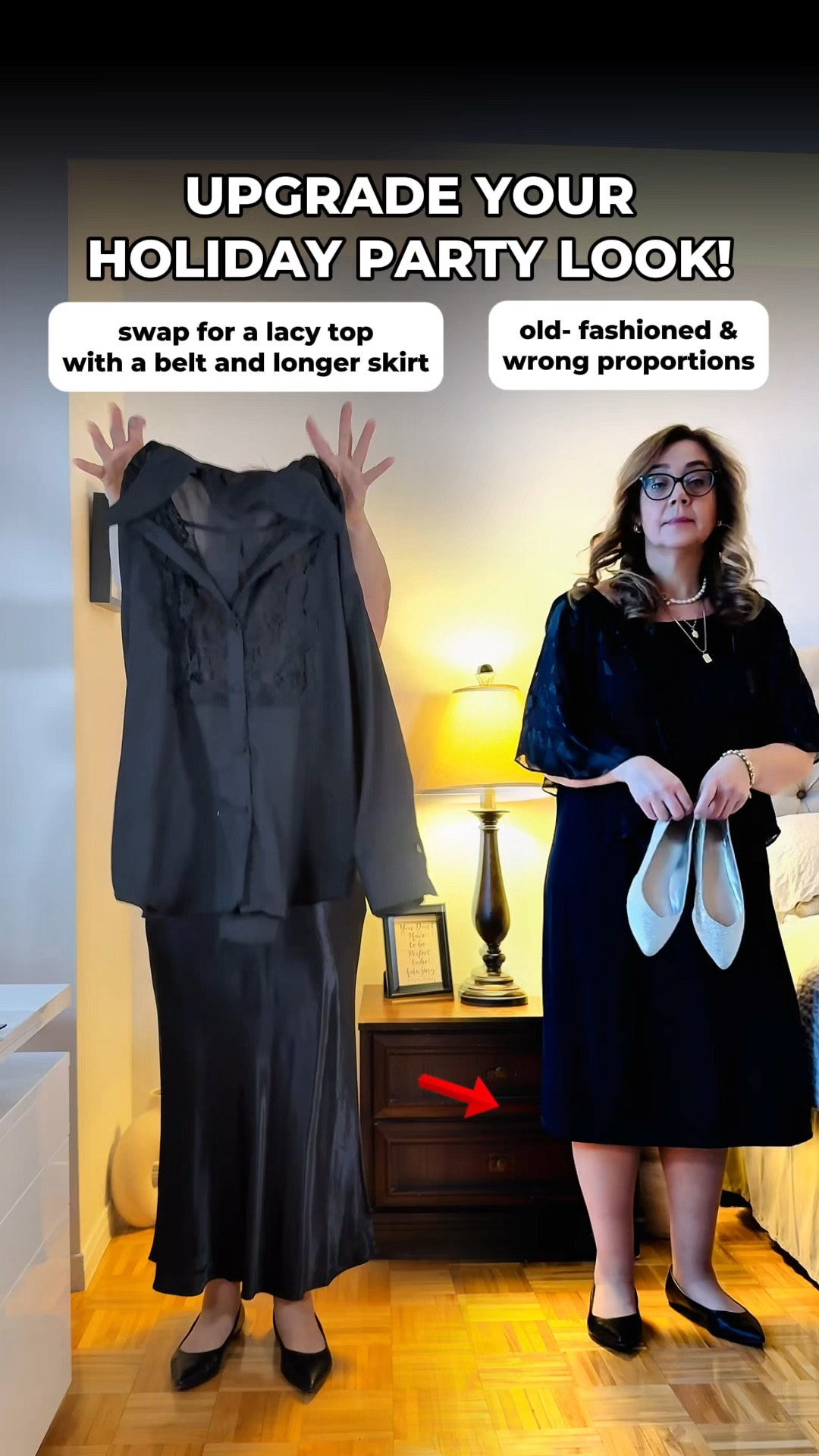 Ditch the old fashioned party dresses that age us for the better proportioned and modern look with these simple swaps. A satin skirt in a flattering length and a belted or tucked blouse will elongate your legs and emphasize the waist. Satin skirts are must have for all seasons and easy to style with a blouse, sweater or jacket. Shop for similar items here. Save for inspiration and have great Holidays!

#LTKpartywear #LTKover50style #LTKwinter