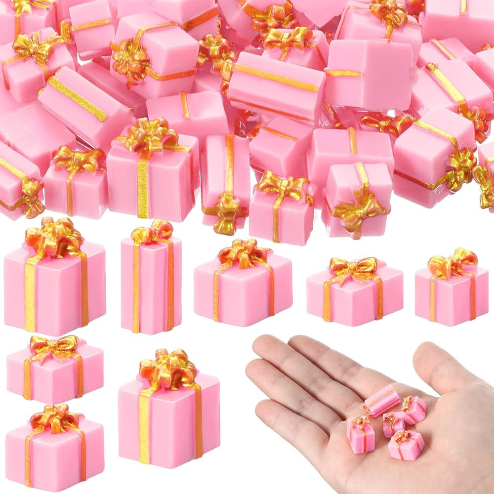 Bucherry 50 Pcs Christmas Miniatures for Crafts Pink and Gold Mini Christmas Ornaments Decor Mini... | Amazon (US)