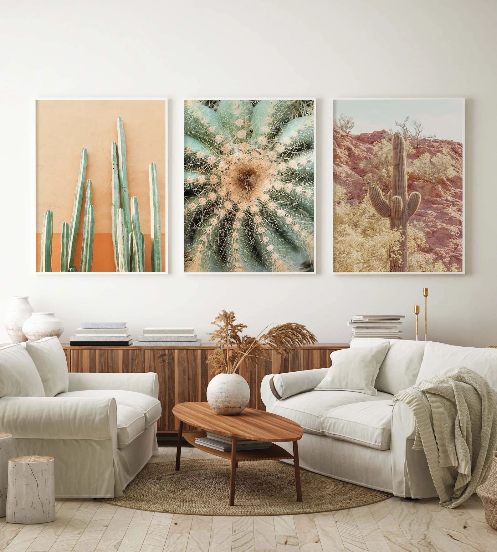 Desert Cactus Southwestern Decor Wall Art, Boho Succulent Cacti Print Large Gallery Printable Set... | Etsy (US)