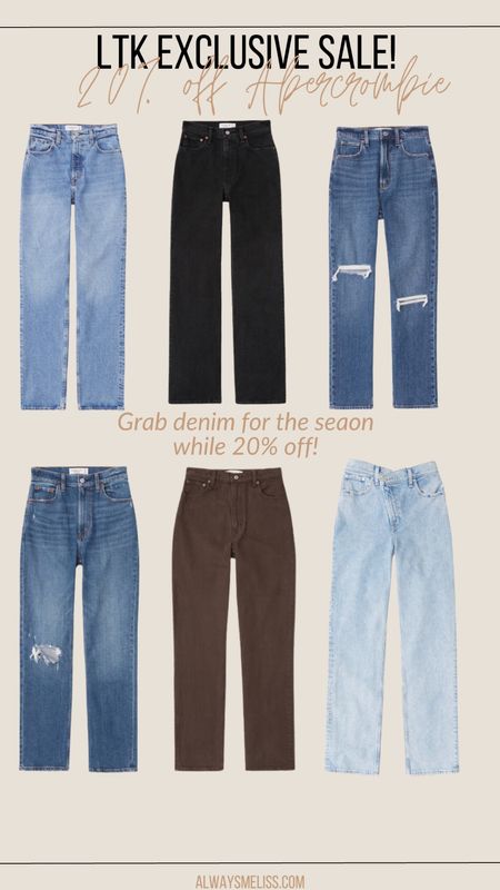 The denim you need this season! Abercrombie has the best options for jeans. Jeans come in a variety of  washes and sizes for all. 

Abercrombie jeans
Fall bottoms
Denim must haves

#LTKsalealert #LTKfindsunder100 #LTKSale