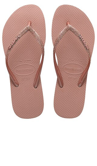 Slim Flatform Glitter Sandal in Rose Gold | Revolve Clothing (Global)