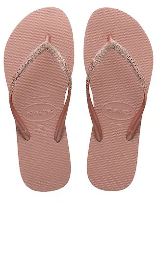 Slim Flatform Glitter Sandal in Rose Gold | Revolve Clothing (Global)
