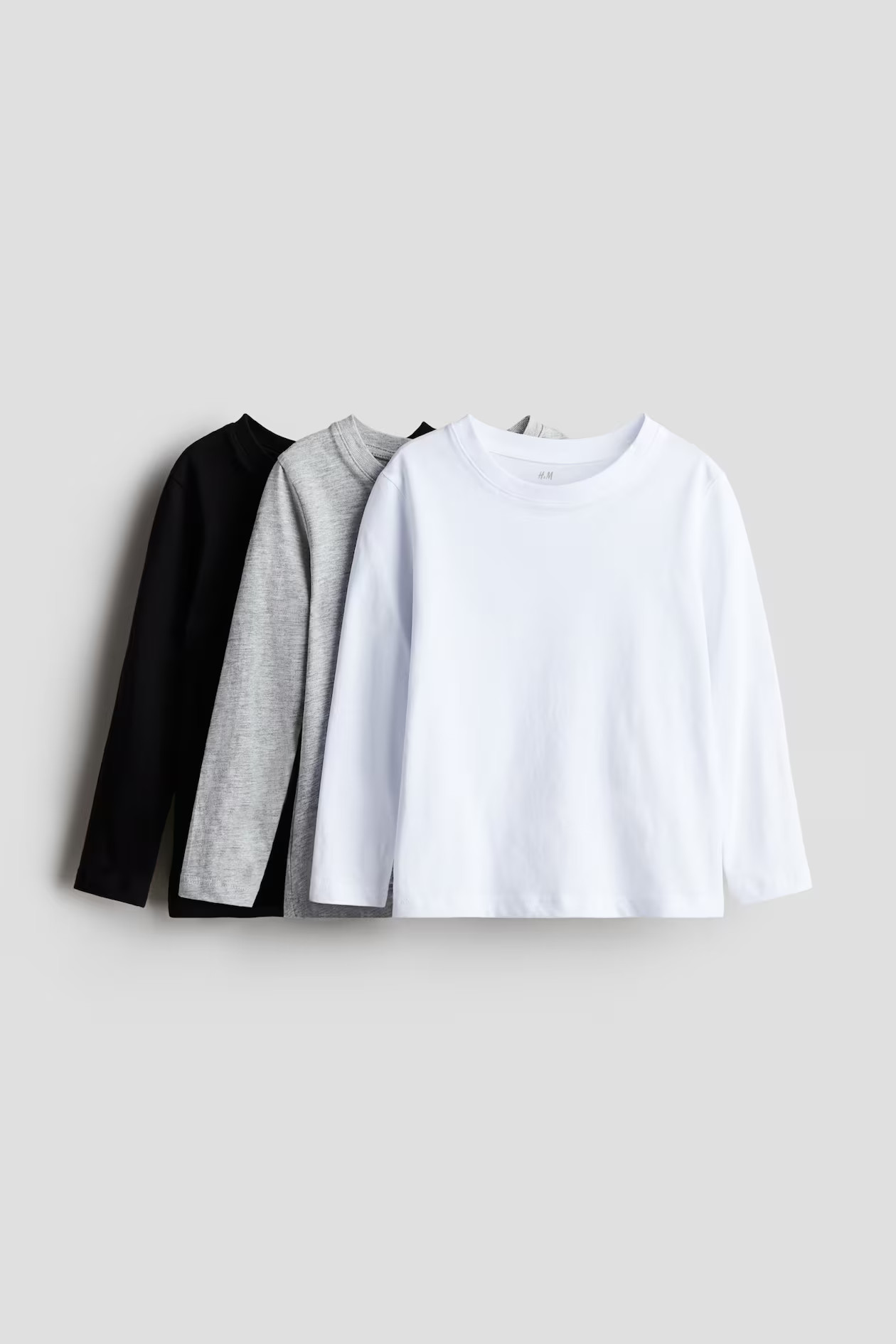 3-pack Long-sleeved T-shirts - Black/white/gray melange - Kids | H&amp;M US | H&amp;M (US + CA)