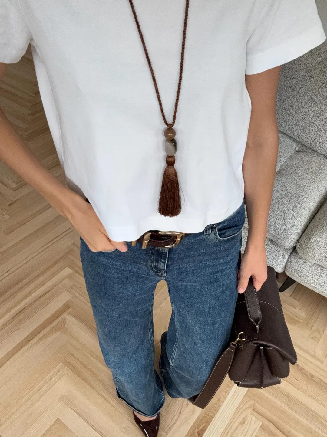 Minimalist Brown Necklace With Tassel and Gemstone | Vintage Inspired Jewelry - Etsy | Etsy (Global)