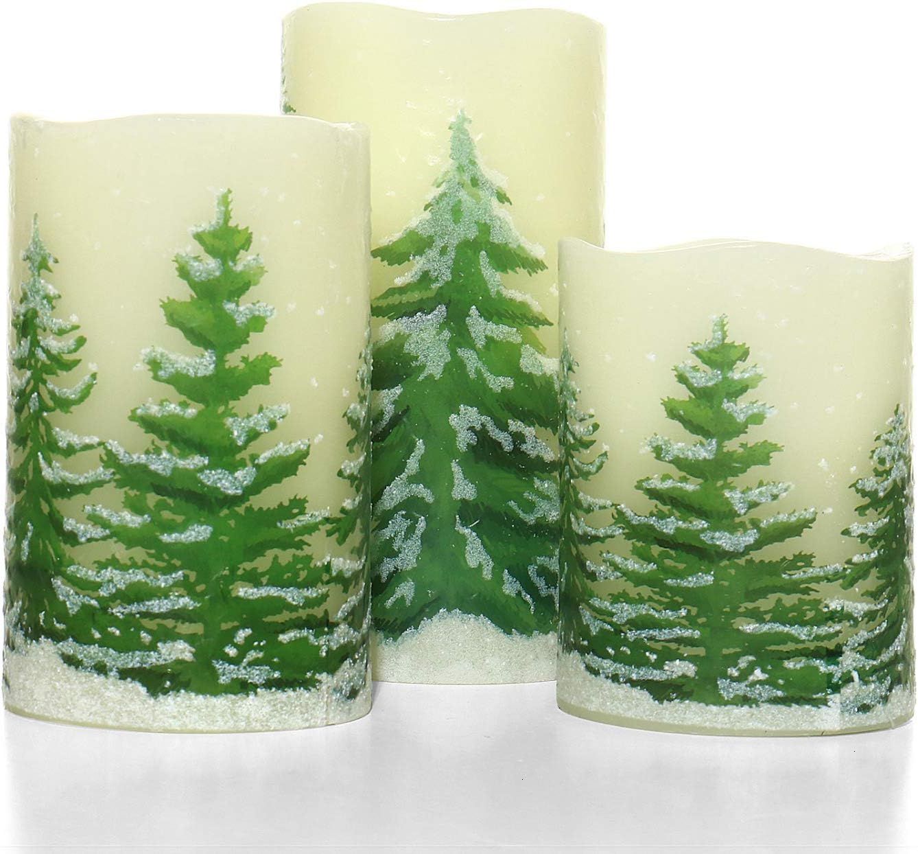 Rocinha Christmas Flameless Candles with Timer Battery Operated Flickering Candles Set of 3 Real ... | Amazon (US)
