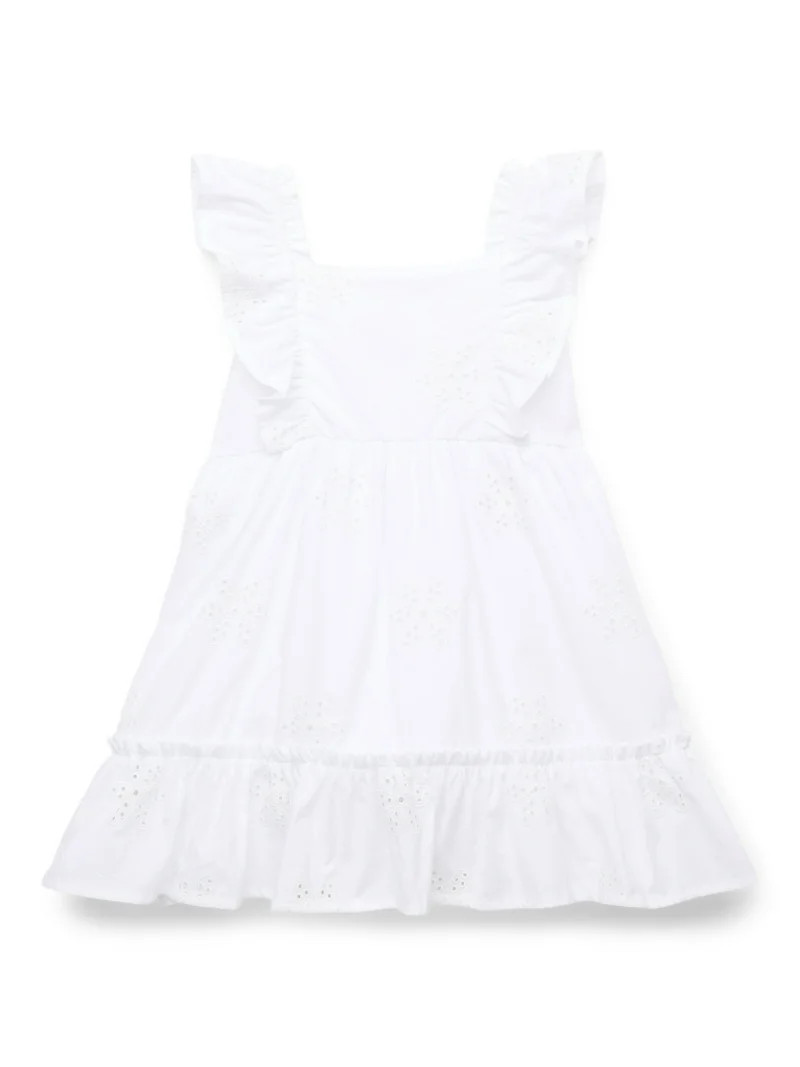 Wonder Nation Toddler Girls' Cotton Eyelet Dress with Flutter Sleeves, Sizes 12M-5T | Walmart (US)