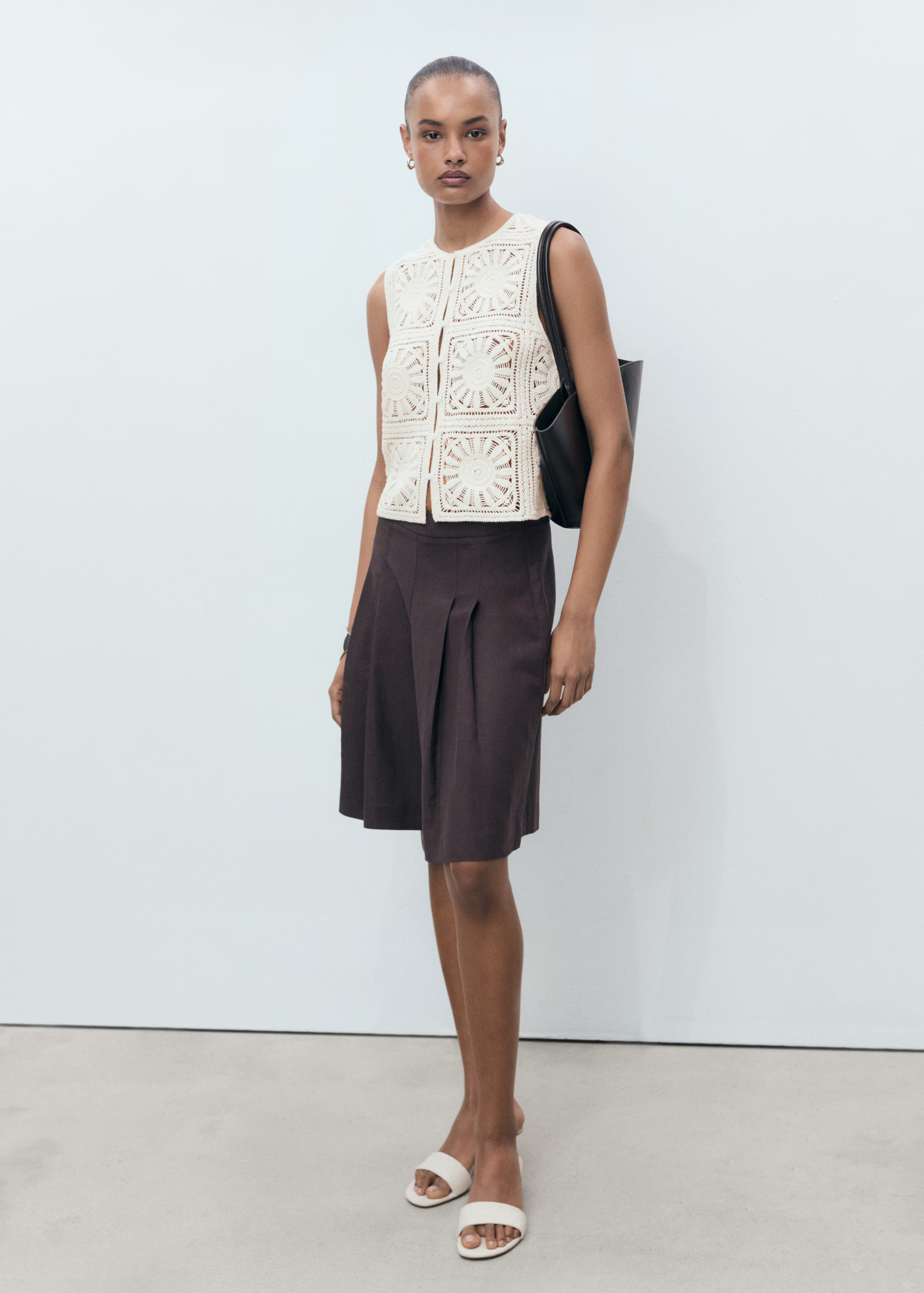 Crochet knitted waistcoat - Women | MANGO United Kingdom | MANGO (UK)