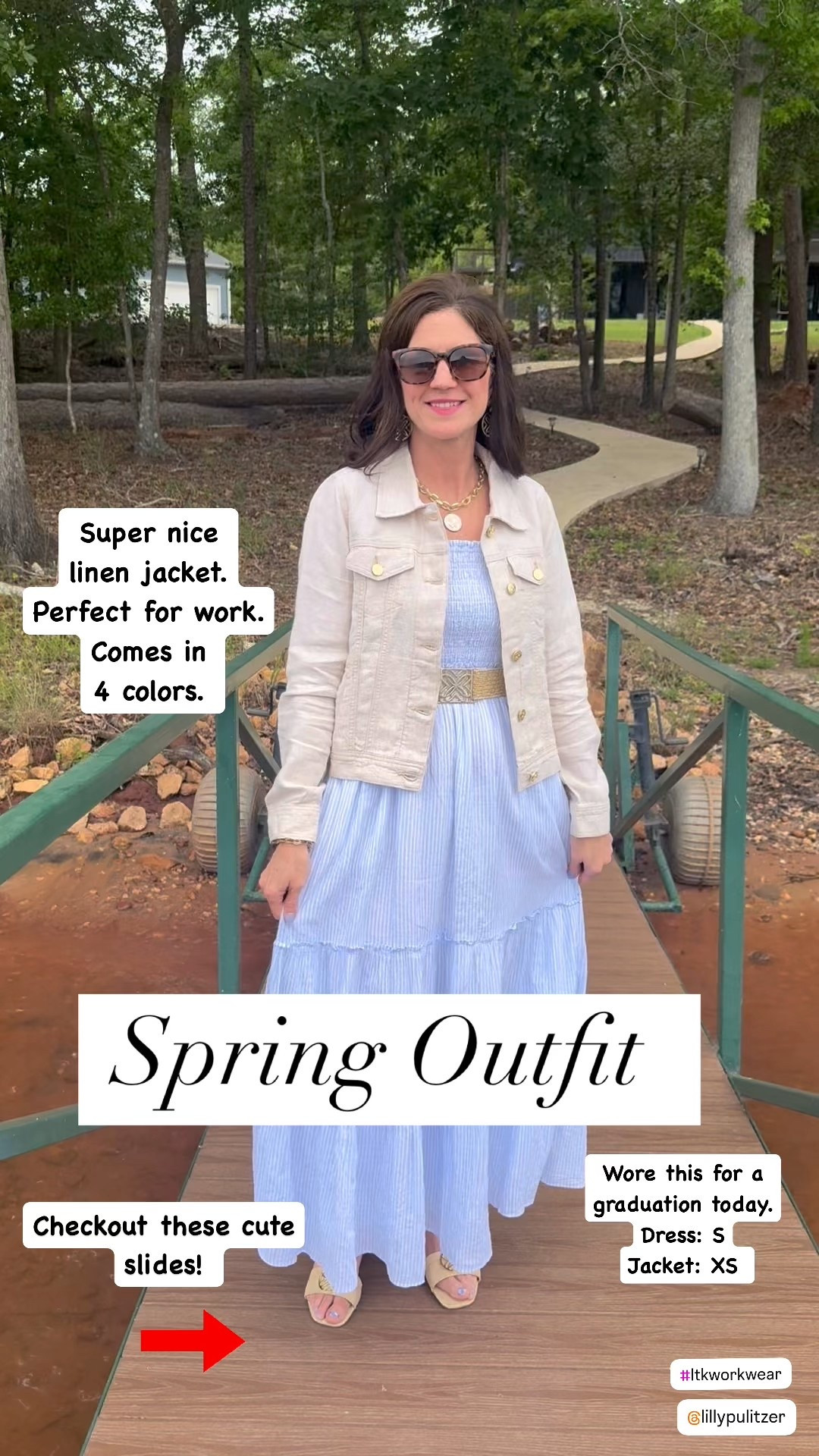 Spring Outfit 

Wearing this right now for my nephews graduation. It is a super cute spring dress and linen jacket. I absolutely love both of these pieces!

Dress - size S 
Jacket - size XS runs big 
Sandals - fit TTS 

#LTKOver40 #LTKBeauty #LTKShoeCrush #LTKWedding 

spring dress, work outfit, spring fashion, spring style, maxi dress. Hadley dress, linen jacket, belt, sandals, sunglasses, sundress, Lilly Pulitzer, work wear, teacher outfit, gingham dress, 

#LTKSeasonal #LTKStyleTip #LTKWorkwear