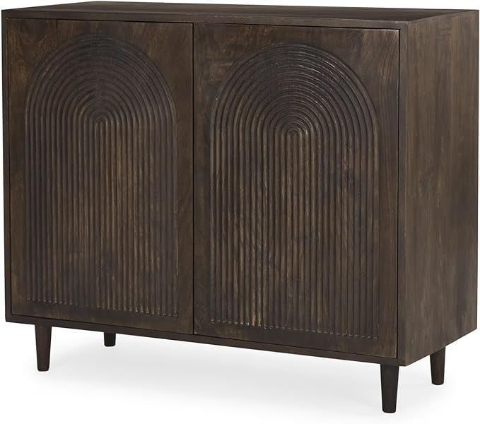 Dark Brown Solid Wood Accent Cabinet Modern Contemporary Rectangular | Amazon (US)