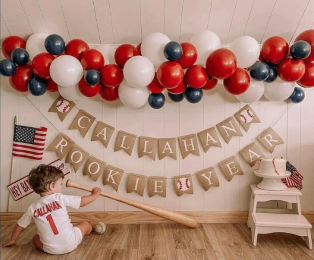 ROOKIE of the Year BANNER With Personalized Name Baseball First BIRTHDAY, Cake Smash Prop Basebal... | Etsy (US)
