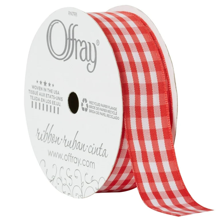Offray Ribbon, Red 7/8 inch Gingham Check Woven Ribbon, 9 feet | Walmart (US)