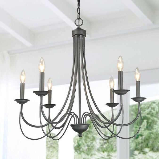 LNC Mocha 6-Light Antique Gray Modern/Contemporary Chandelier | Lowe's